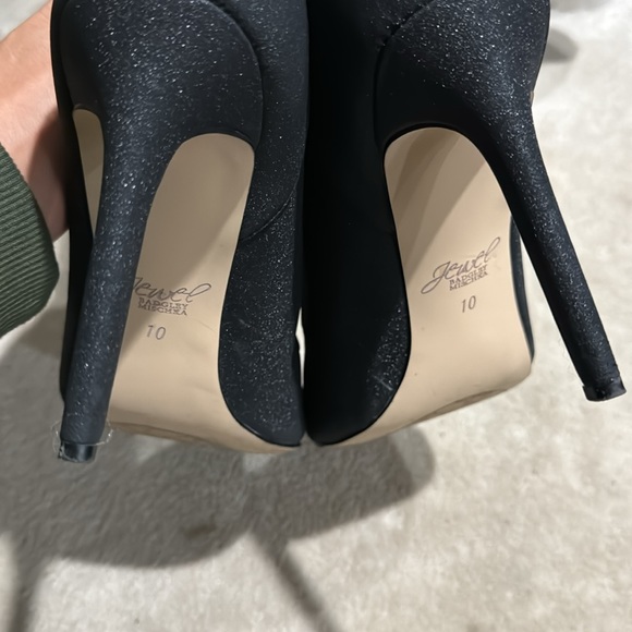Jewel Badgley Mischka Marabel ankle booties glitter black womens 10 - Picture 9 of 11